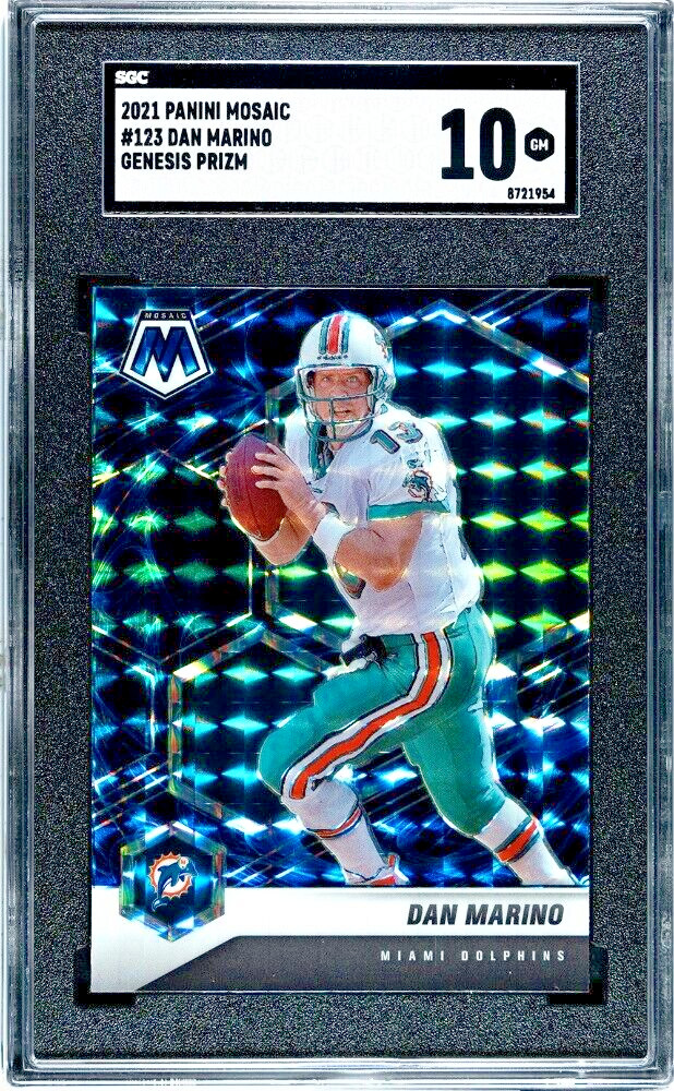 2021 Panini Mosaic Football Dan Marino Genesis Prizm SSP #123 SGC 10