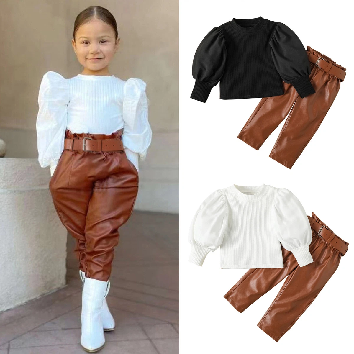 Girl's Solid Color Elegant Shirt Wide Leg Pants Set - Temu