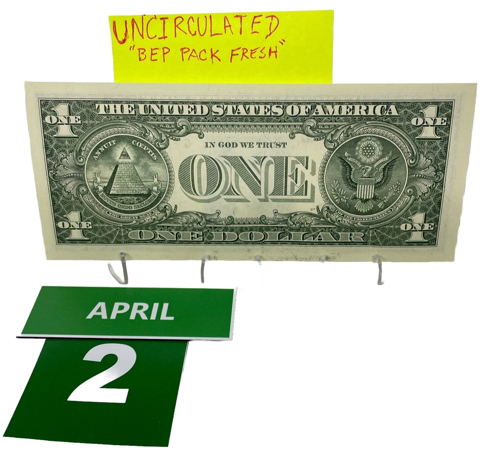 One Dollar Bill Birthday Note April 2 1956. Uncirculated. Fancy Serial Number - Image 3 of 4