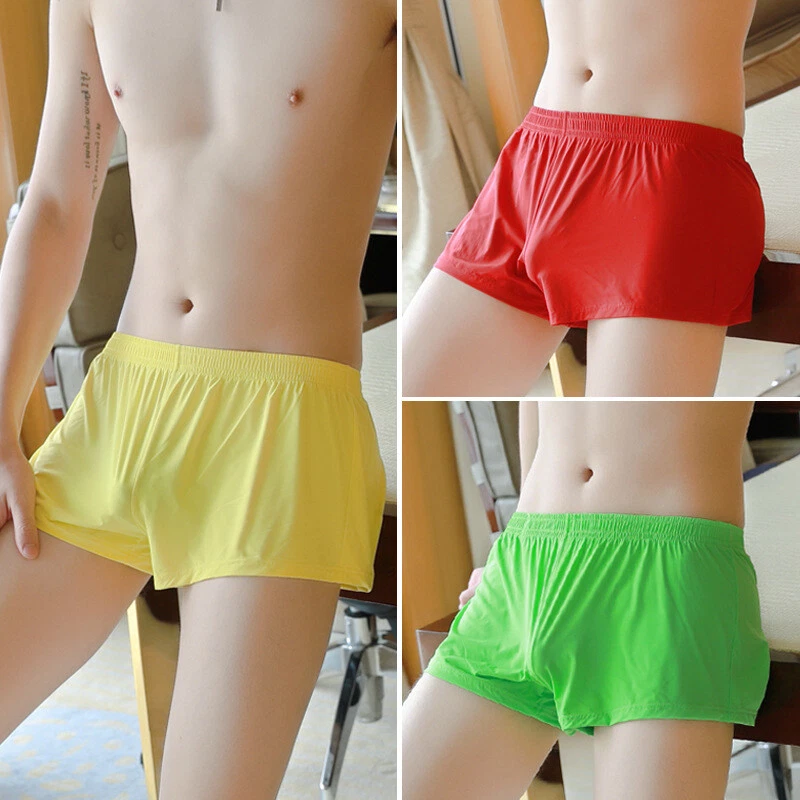 Womens Comfortable Ice Silk Underwear Shorts Medium Waist Sexy