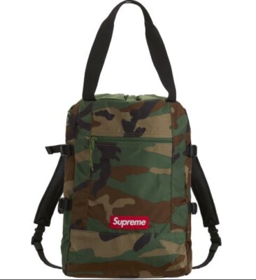 Brand New Supreme Tote Backpack Woodland Camo DS, SS19 - Ready to