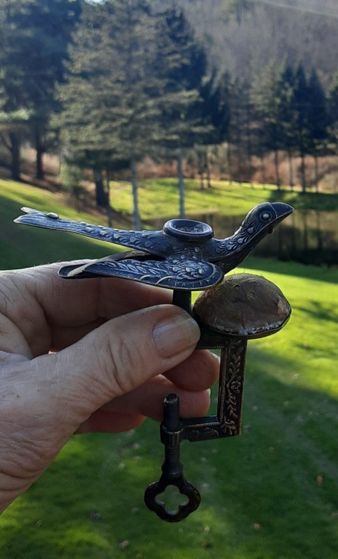 Antique 166 Years Old Brass Sewing Bird Pin Cushion, Dated 1858