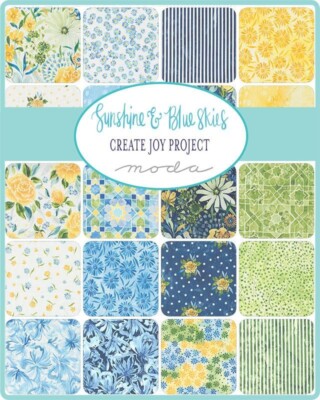 SUNSHINE & BLUE SKIES 5'' Square Charm Pk Quilt Fabric by Moda (42 Pc) Create Joy