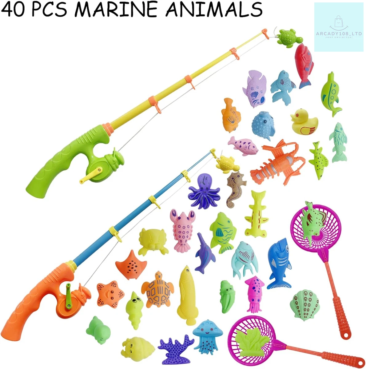 Magnetic Fishing Toys 40 Pcs Kids Fishing Game Set with Rod and