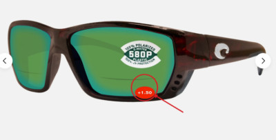 Costa Del Mar Tuna Alley Reader C-Mate Tortoise Green 580 Plastic Lens +2.50