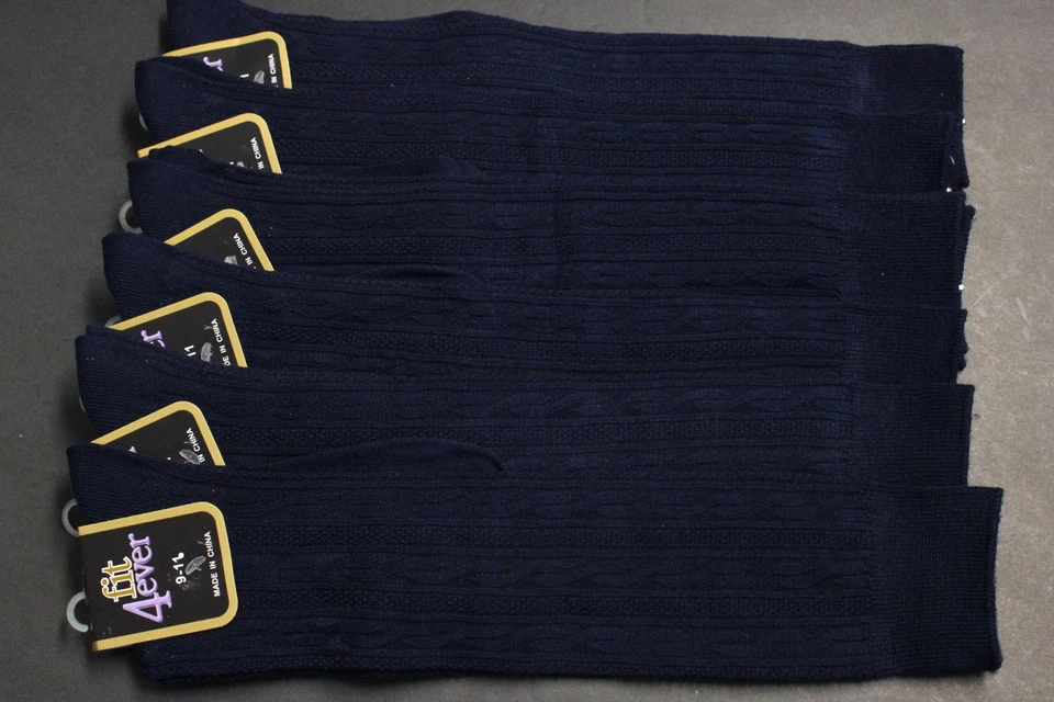 6 PARES Calcetines Mujer Hasta la Rodilla Crew BOTAS Calcetines Zapato Talla 4-10 AZUL MARINO SÓLIDO Foto 2 de 4