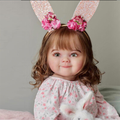 Already Painted 28'' Reborn Doll Cute Baby Girl Long Hair Cloth Body Handmade