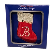 Regent Square Silver Plated Initial "B" Monogram Christmas Stocking Ornament