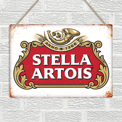 STELLA ARTOIS Metal Wall Sign Plaque Beer Vintage Retro Bar Pub