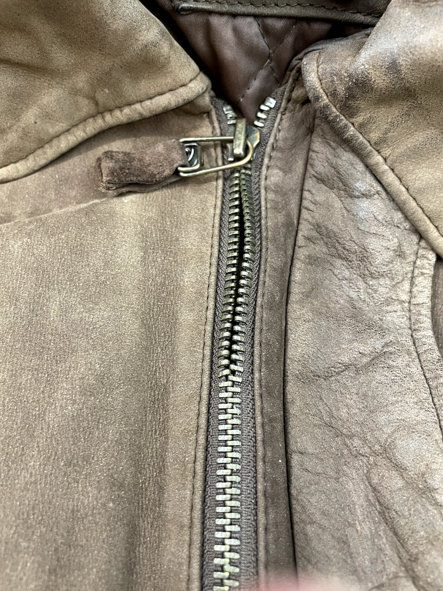 Vintage U2 WEAR ME OUT Brown Leather Bomber Jacket Mens Size 1X