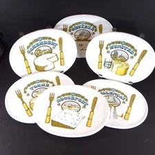 6 Cheese Plates Estello Matching Made in France Different Cheese Types RARE EUC