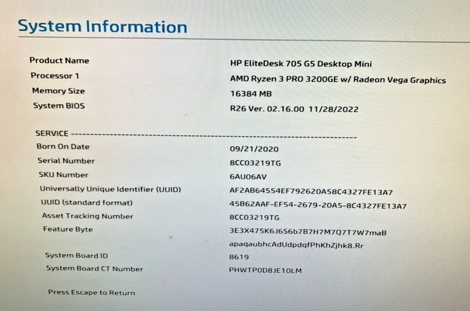 HP EliteDesk 705 G5 Mini - Ryzen 3 PRO 3200GE - 8GB RAM  - 240GB SSD (OFFERS OK) - Image 2 of 4