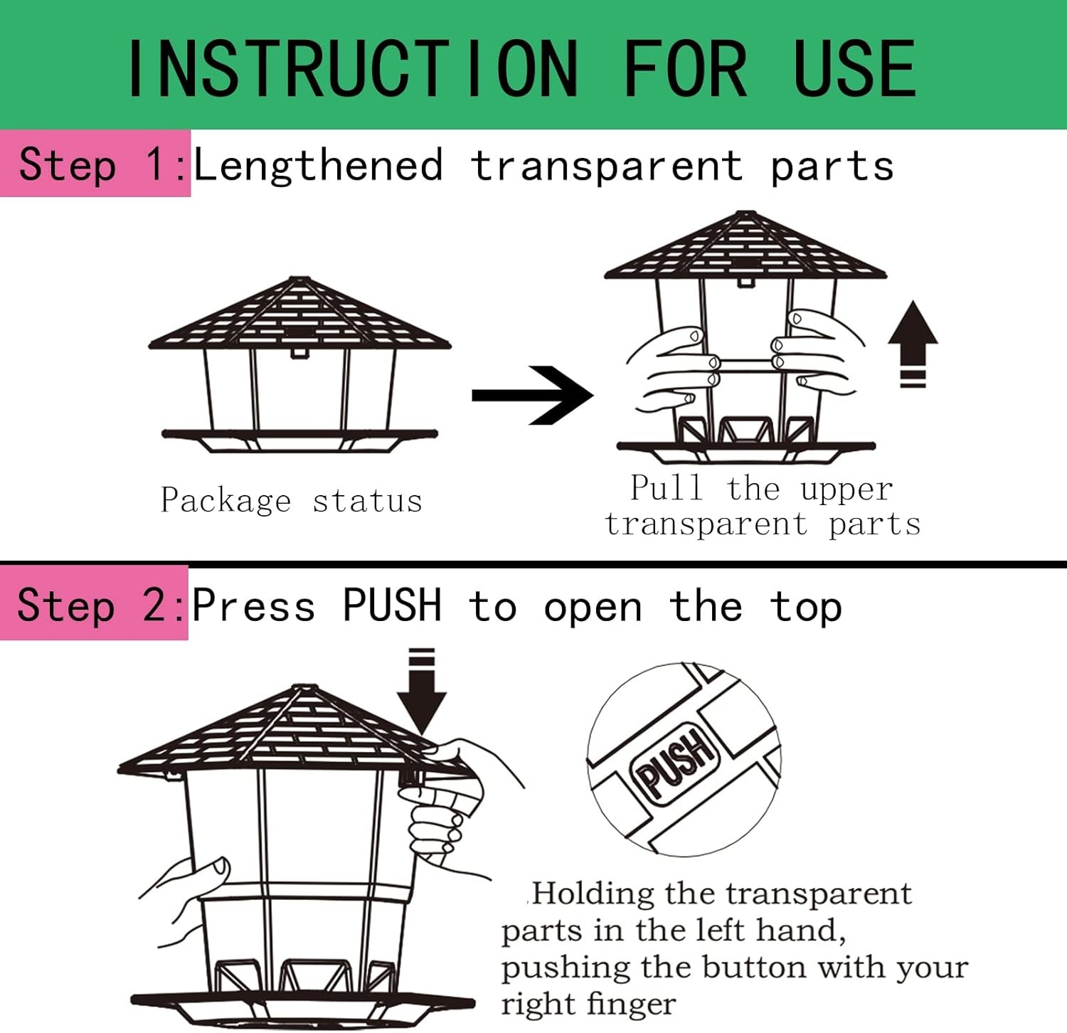 Bird Feeders for Outdoors Hanging Bird Feeder Wild Birds Seed, Black