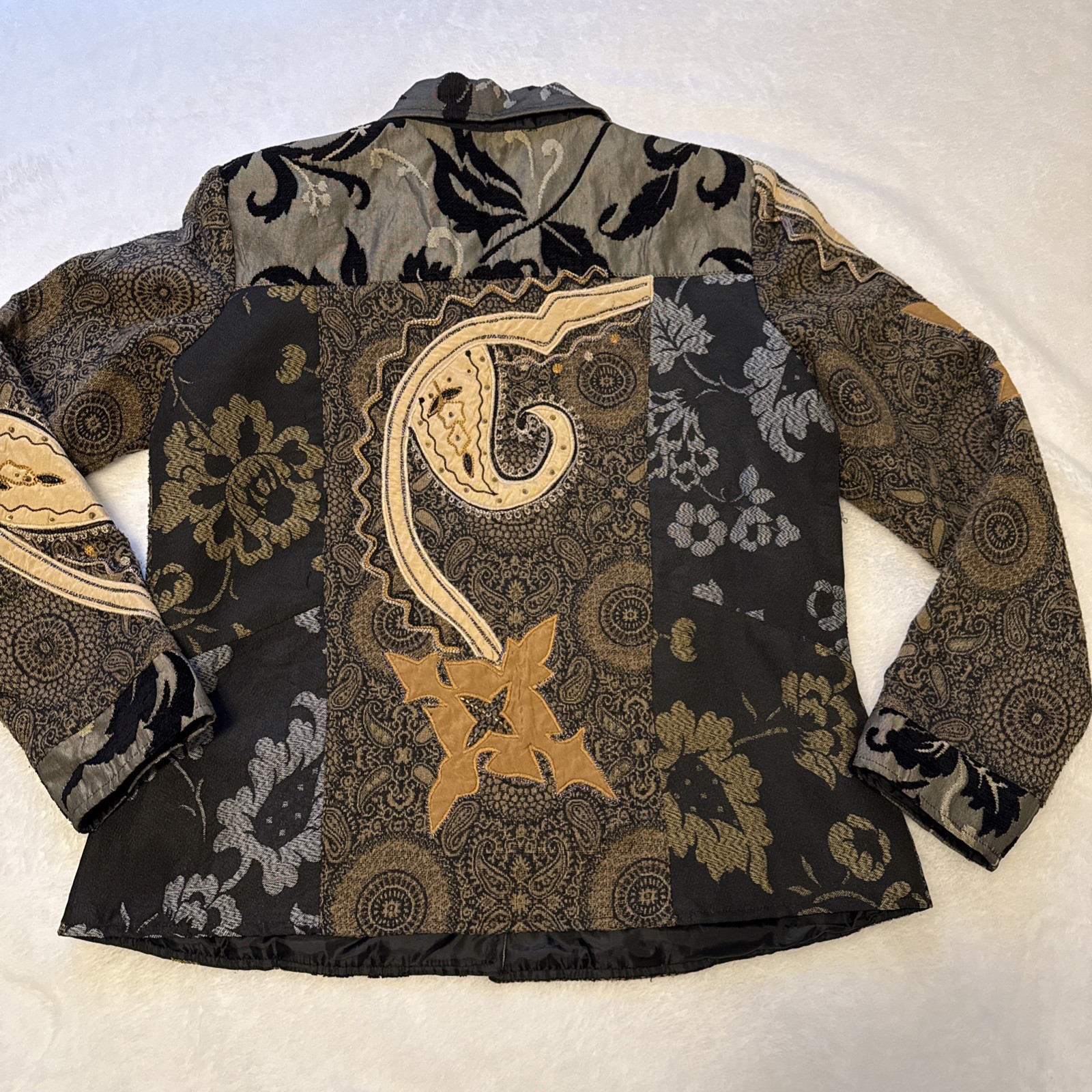 Alex Kim Tapestry Jacket Small Patchwork Boho Tex… - image 22