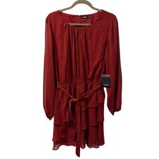 Simply Vera Vera Wang Burgundy Ruffle Dress Sz XL Long Sleeve Dress. NWT