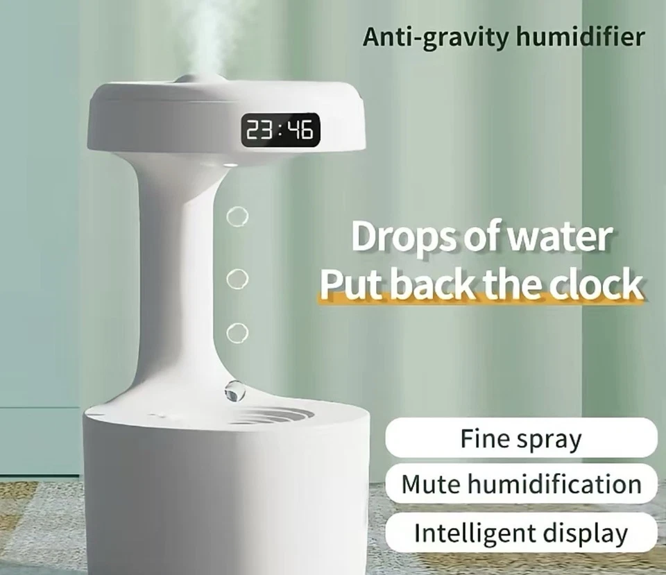 Anti-Gravity Humidifier with Clock & Aroma Diffuser – Large Capacity, Quiet - Image 2 of 4