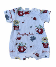VTG Carter's Baby 9-12M Romper Floral Ladybug