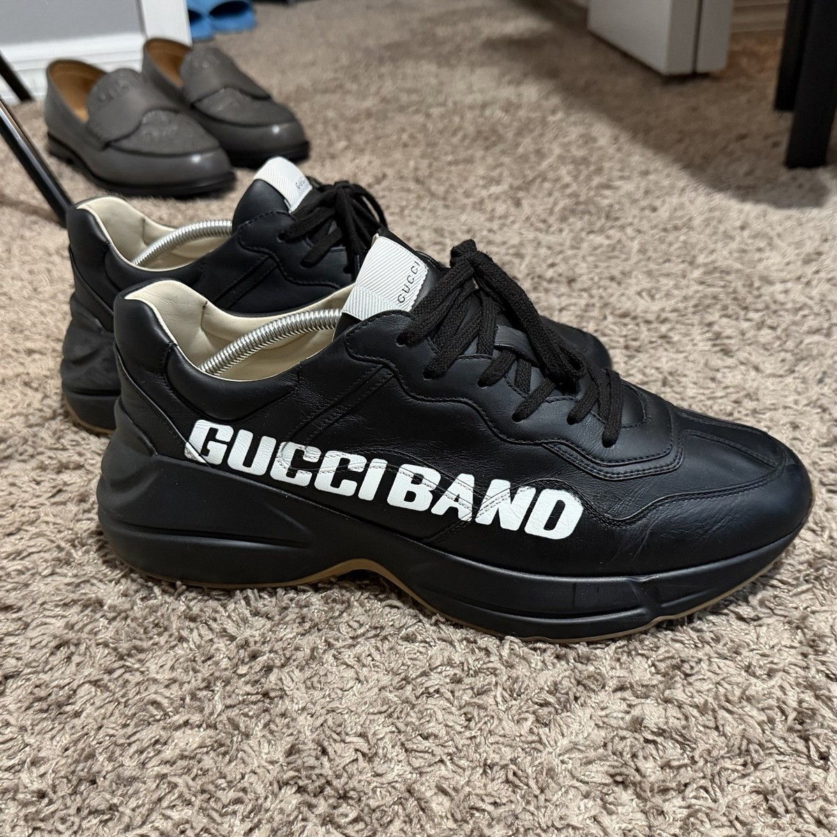 GUCCI ブラック ダッドスニーカー Limited Gucci Ryton Gucci Band Black Leather Sneakers Sz G10 US11