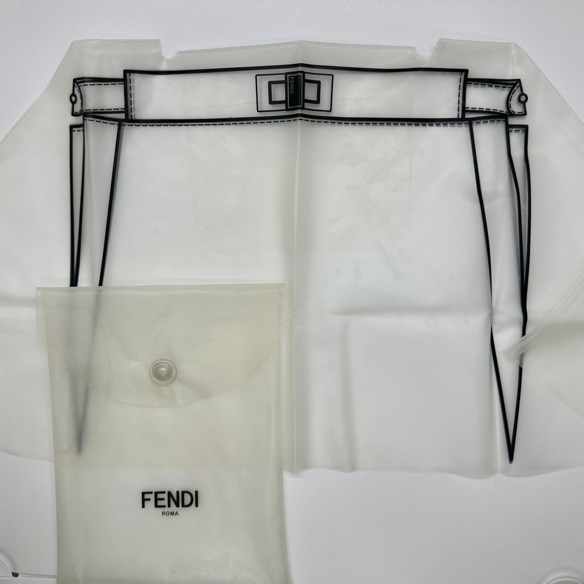FENDI カモフラージュナイロンキャップ 保存袋付き サイズ調整可能 Fendi Clear Handbag Raincoat Purse Rain Weather Water Peekaboo