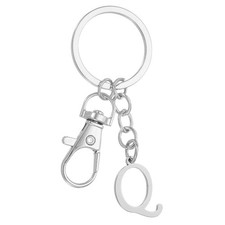 Initial Letter Key Chains, Letter Q Key Chain Pendant Key Ring, Silver