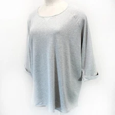 Quacker Factory Plus Thermal Grey Studs Blouse Shirt Tunic Top 5X