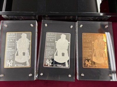 1995 Mickey Mantle Environment Gold Silver Bronze Set 7 Troy oz