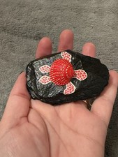 Hand painted Rock - Turtle On A Stone With Painted Shell NEW sea theme beach Art