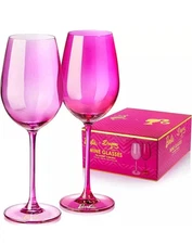 Barbie™ x Dragon Glassware® Wine Glasses 17.5 oz Pink & Red New in Box 