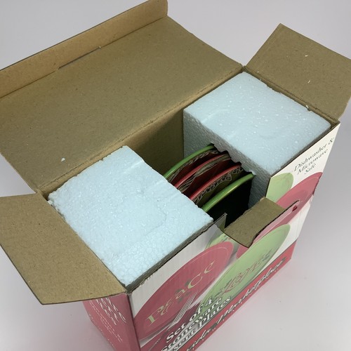 4 New Florida Marketplace Christmas Dessert Plates 6.5" Gold Joy Love Peace Noel - Picture 3 of 21