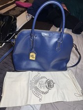 Lauren Ralph Lauren Blue Pebbled Satchel, Zip...