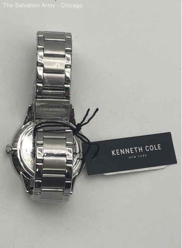 Kenneth Cole Mens Silver Diamond Stainless Steel Black Dial Analog Wrist Watch - Picture 5 of 8