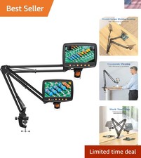 Microscope Arm Stand Adjustable Metal Bracket with Clamp and Grommet Base Coi...