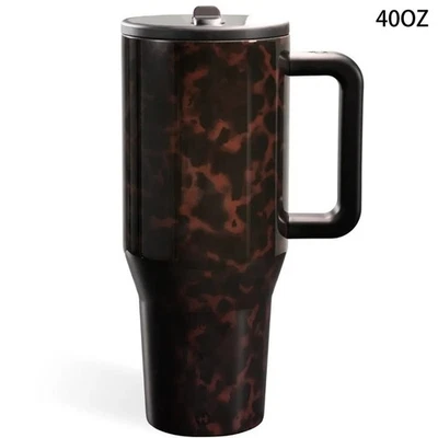 AS SHOW Acta Hydrojug Luxe Leopard Traveler 40oz Tumbler Cup Black Brown IN HAND Tumbler