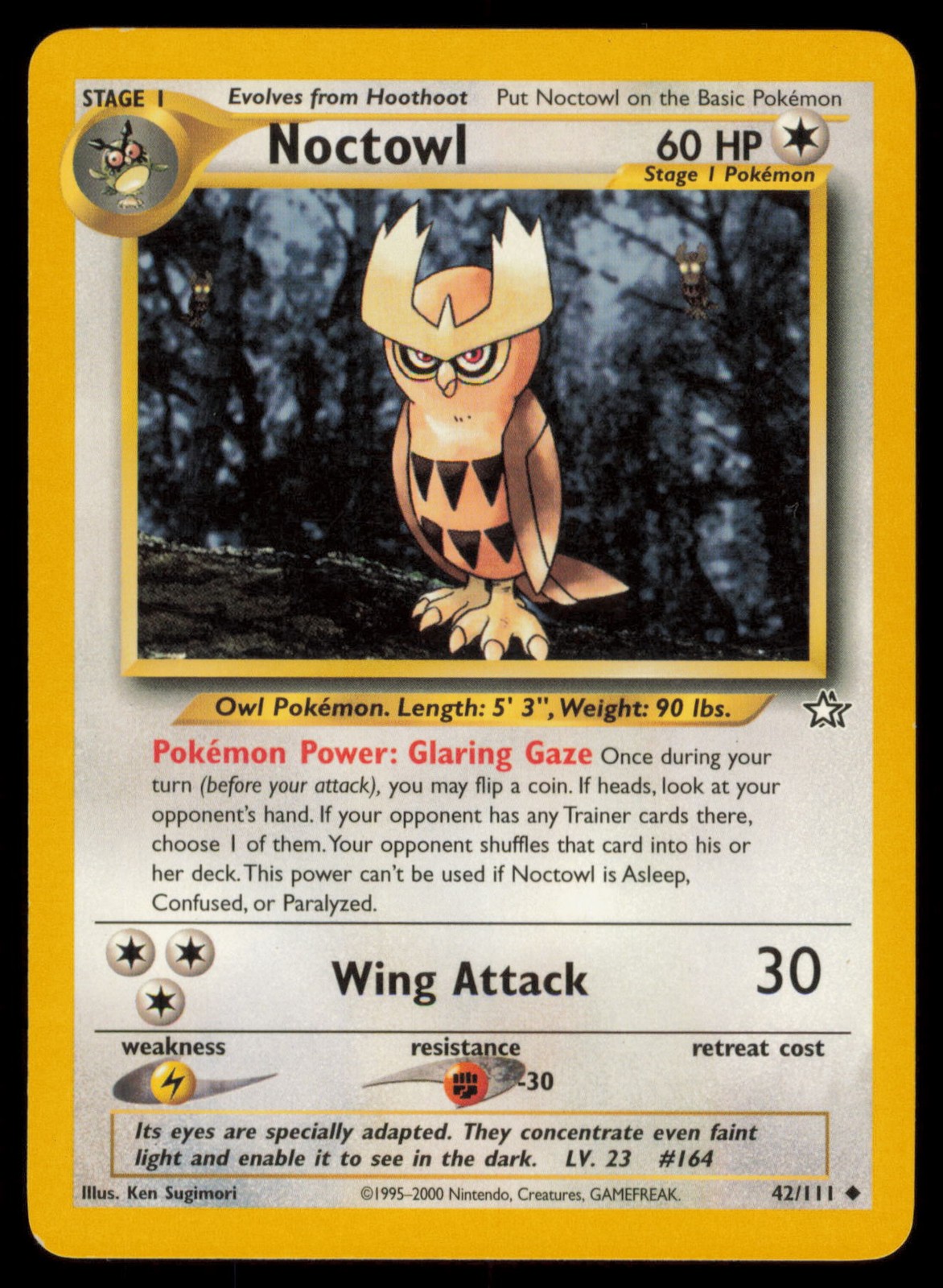 Noctowl Uncommon 2000 Neo Genesis 042/111 Unlimited LP-NM