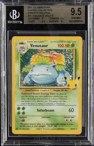 2021 POKEMON CELEBRATIONS CLASSIC COLL CONFETTI FOIL HOLO R VENUSAUR BGS 9.5