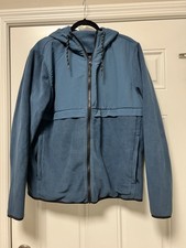 Women  s Fleece Hooded Jacket Full Zip Front Blue Size Large