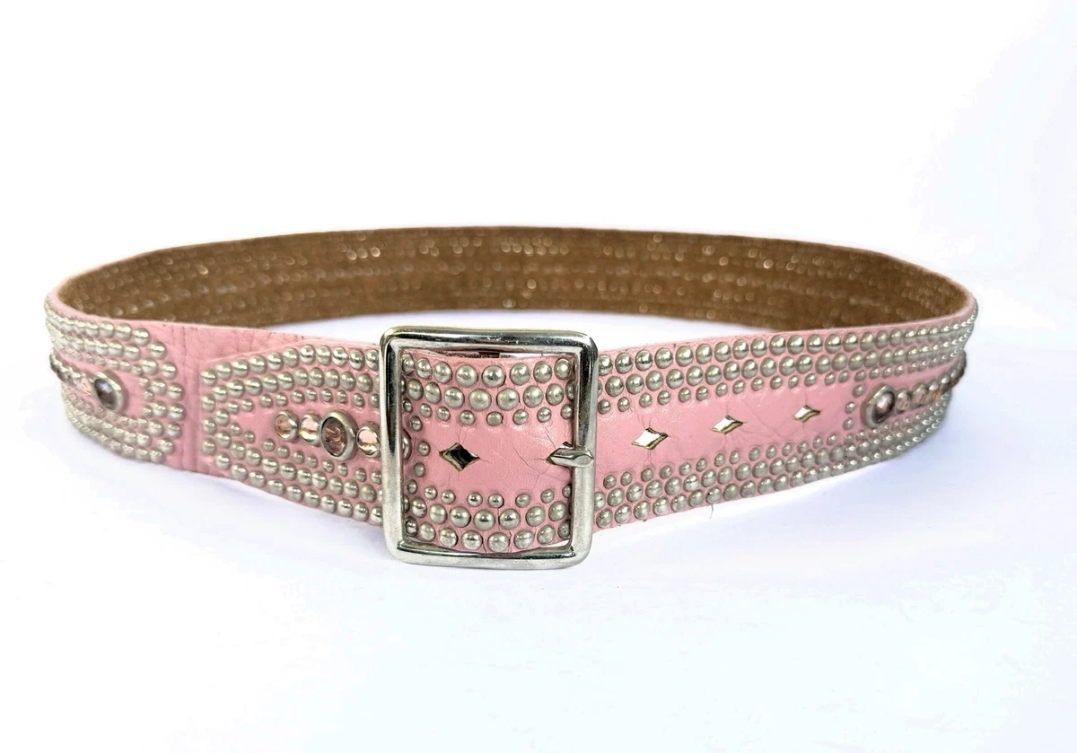 Women’s Genuine Leather Pink Rhinestone Buckle Belt Size M/L Rhinestone Pink Belts for Women for sale | eBay main image 3