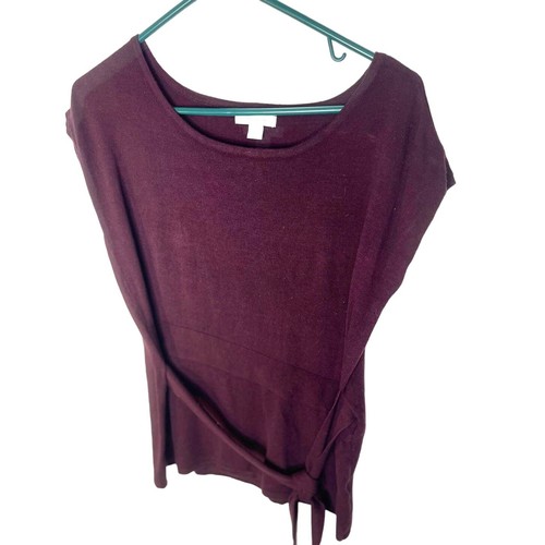 NY&Co New York and Company sweater blouse women's large plumb purple tie front