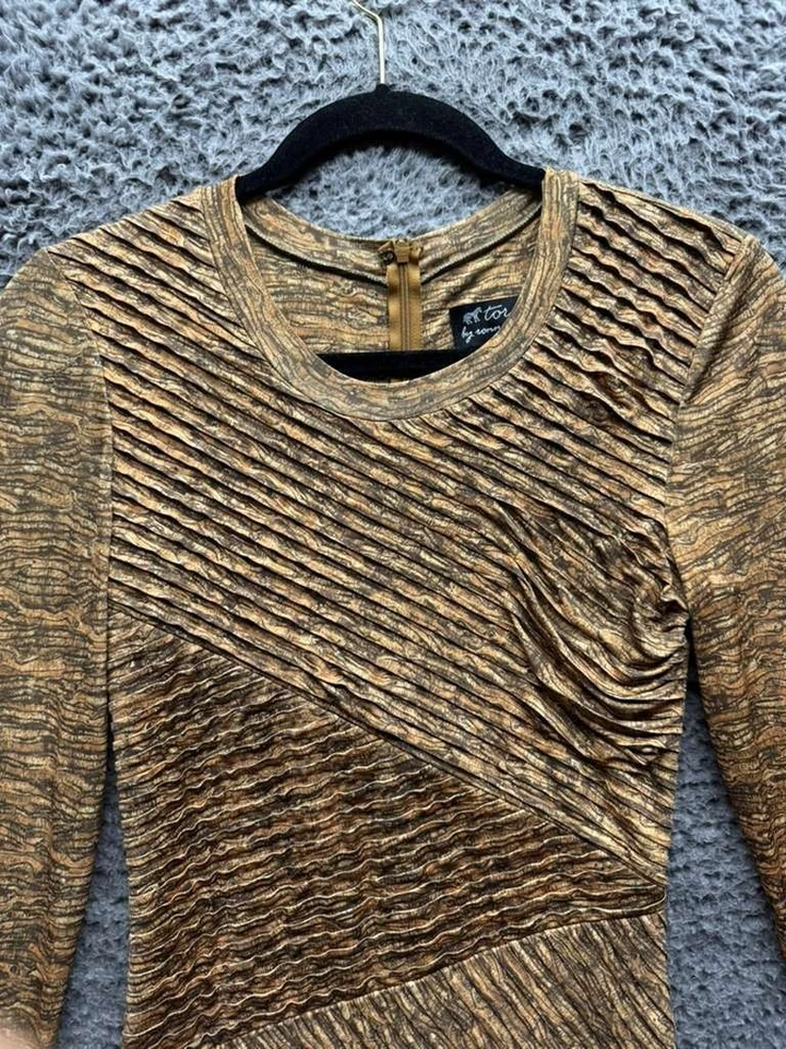 Mini Vestido Bodycon Feminino Multicolorido Rasgado por Ronny Kobo Manga Longa Tamanho XS - Imagem 3 de 4