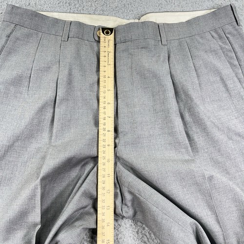 Loro Piana Pants Mens 36x32 Gray Super 100s Wool Pleated Straight Italian Dress - Picture 10 of 12