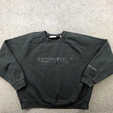 Fear Of God Essentials Sweatshirt Mens Large Black Crewneck Pullover Logo Fleece