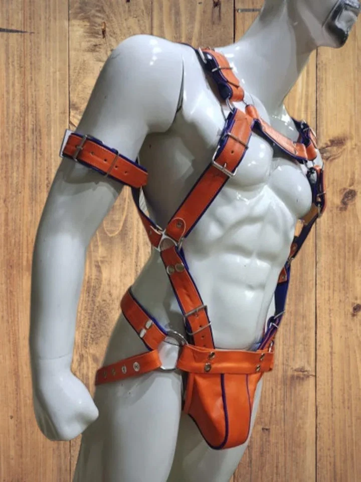Men’s Bold Leather Harness Set Jockstrap Set Includes Jockstrap Side Straps - Image 2 of 4