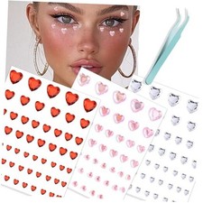 Heart Rhinestones Self Adhesive Face Gems Sticker Hearts Pink/Clear/Red
