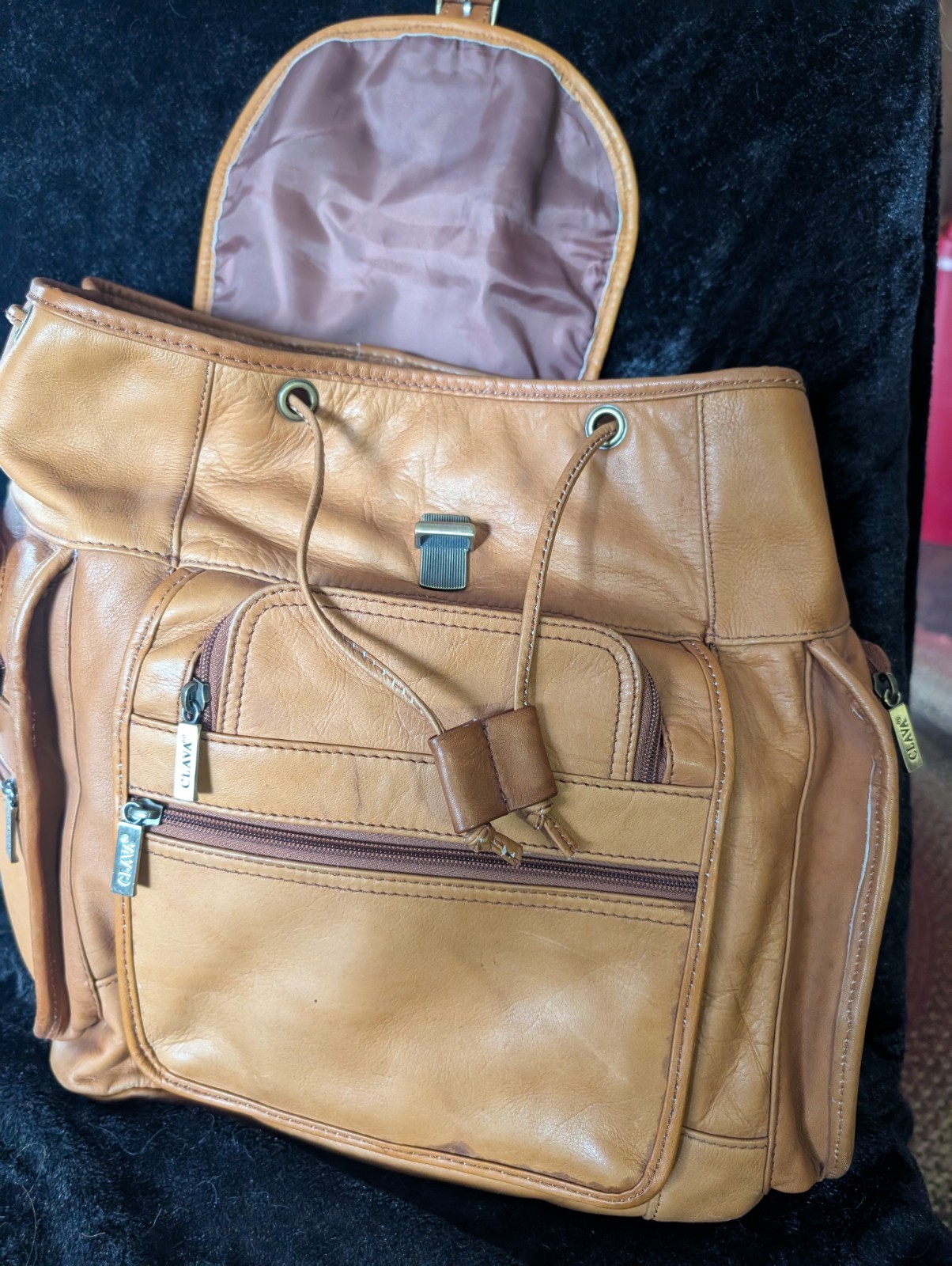 Clava American Leather Drawstring Backpack Unisex… - image 2