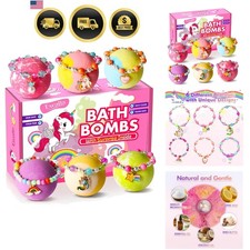 Unicorn Bath Bombs with Surprise Inside for Kids Girls, 6 Kids Bath Bombs wit...