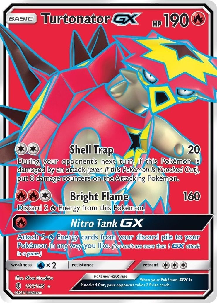 Turtonator GX - 131/145 - Pokemon Guardians Rising Sun Moon Full Art Card NM