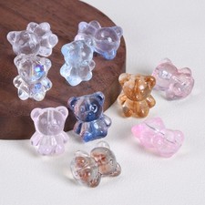 10pcs Bear Shape 16x13mm Colorful Handmade Lampwork Glass Loose Beads
