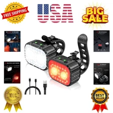 Bike Lights, Rechargeable Bicycle Lights Set Super Bright 8+12 Modes, Waterpr...