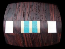 LB03171 NOS VINTAGE 1970s  ABSTRACT  ART FASHION INLAID WOOD  STONE BUCKLE