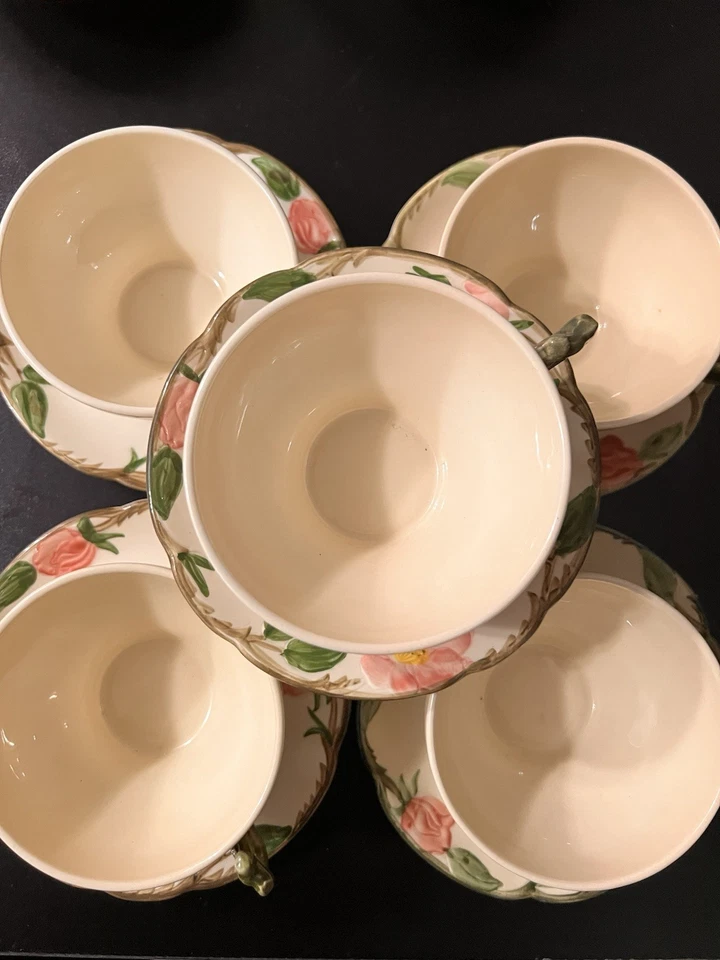 LOTE de (5) tazas y platillos de té de rosas del desierto franciscano 10 piezas vintage EE. UU. Foto 2 de 4